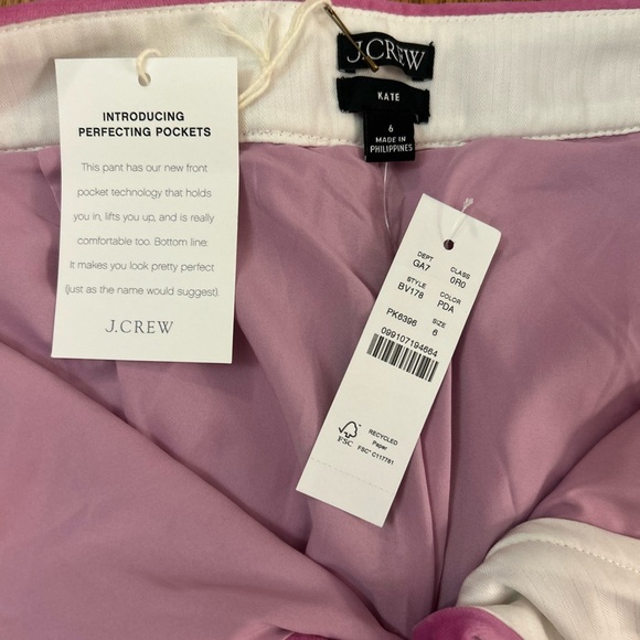 J. Crew Velvet Pink Kate Pants NWT size women’s 6 - Picture 4 of 7